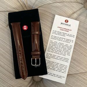 Genuine patent leather Michele watch band size 16mm